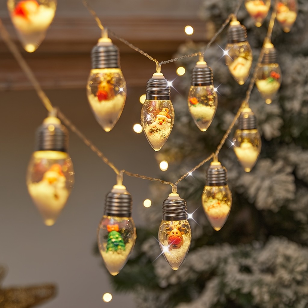 1pc Festive LED Snowball String Lights, 2m 10 LED, Ideal for ristmas & New Year Decorations, ristmas