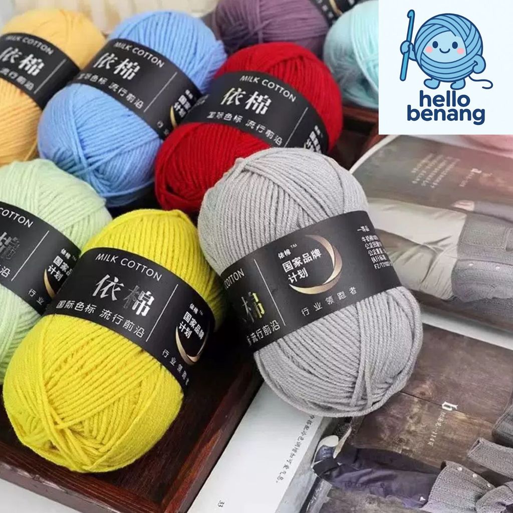 Katalog- Benang Rajut Katun Susu 4 Ply / Benang Milk Cotton 4Ply Lembut Murah