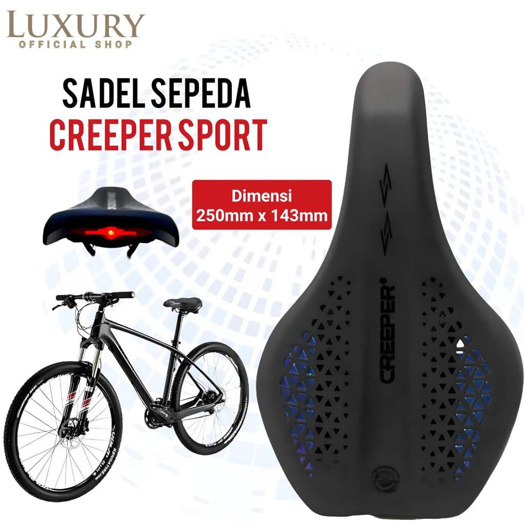 Sadel Sepeda CREEPER Sport Empuk Nyaman Jok Saddle MTB Road Bike Folding Statis Lampu Belakang