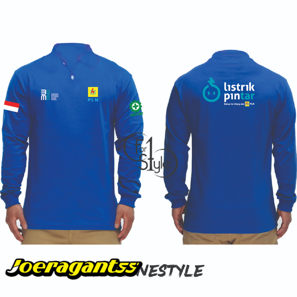 KAOS KERAH panjang PLN BUMN Listrik Pintar - BAJU kerah mode KEMEJA KERAH LISTRIK PINTAR belakang da