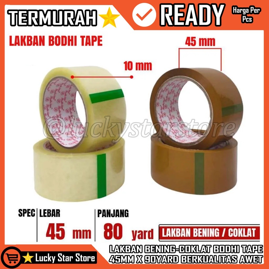 Lakban Bening Coklat 45mm X 100 Yard Mpi Kualitas Bodhitape Daimaru Duct Tape Solasi Isolasi Solasib