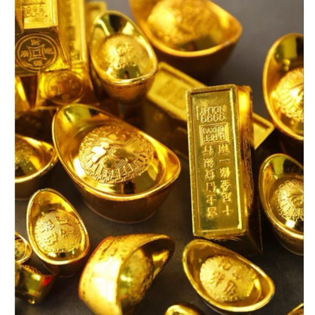 Hiasan Imlek CNY Yuan Bao Emas Pajangan Uang Yen Pao Hiasan YenPao Imlek Gold Yen Pao