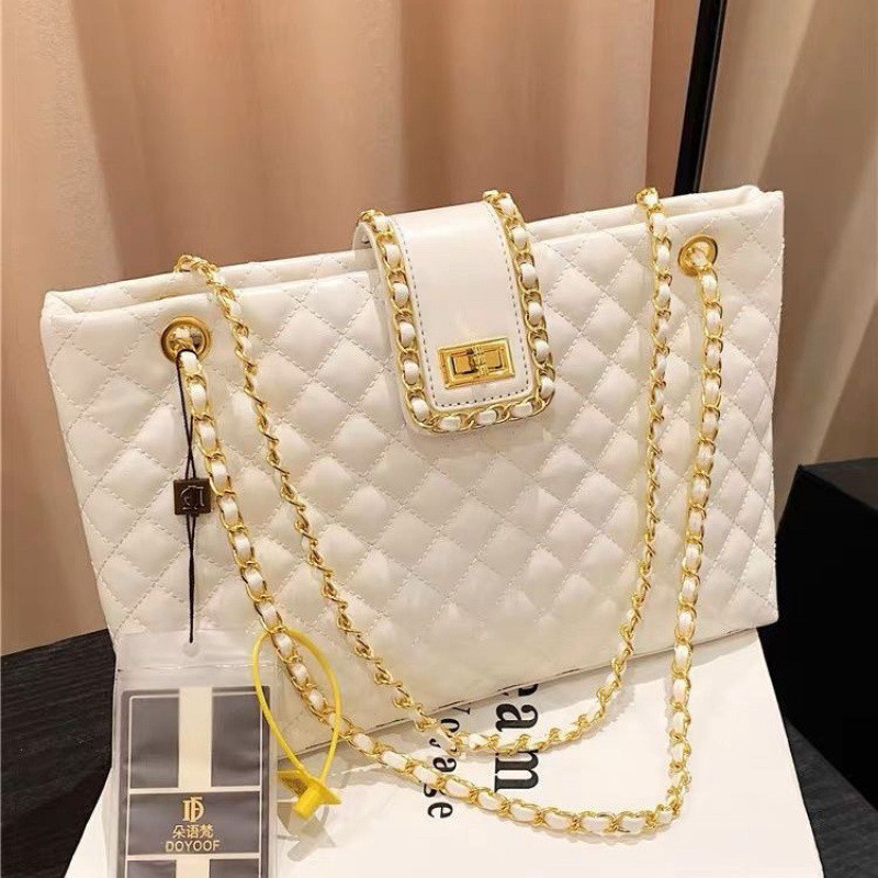 Tas Wanita Kapasitas Besar Tote Gaya Chanel Kecil Tas Rantai Tas Bahu Tas Selempang Serbaguna