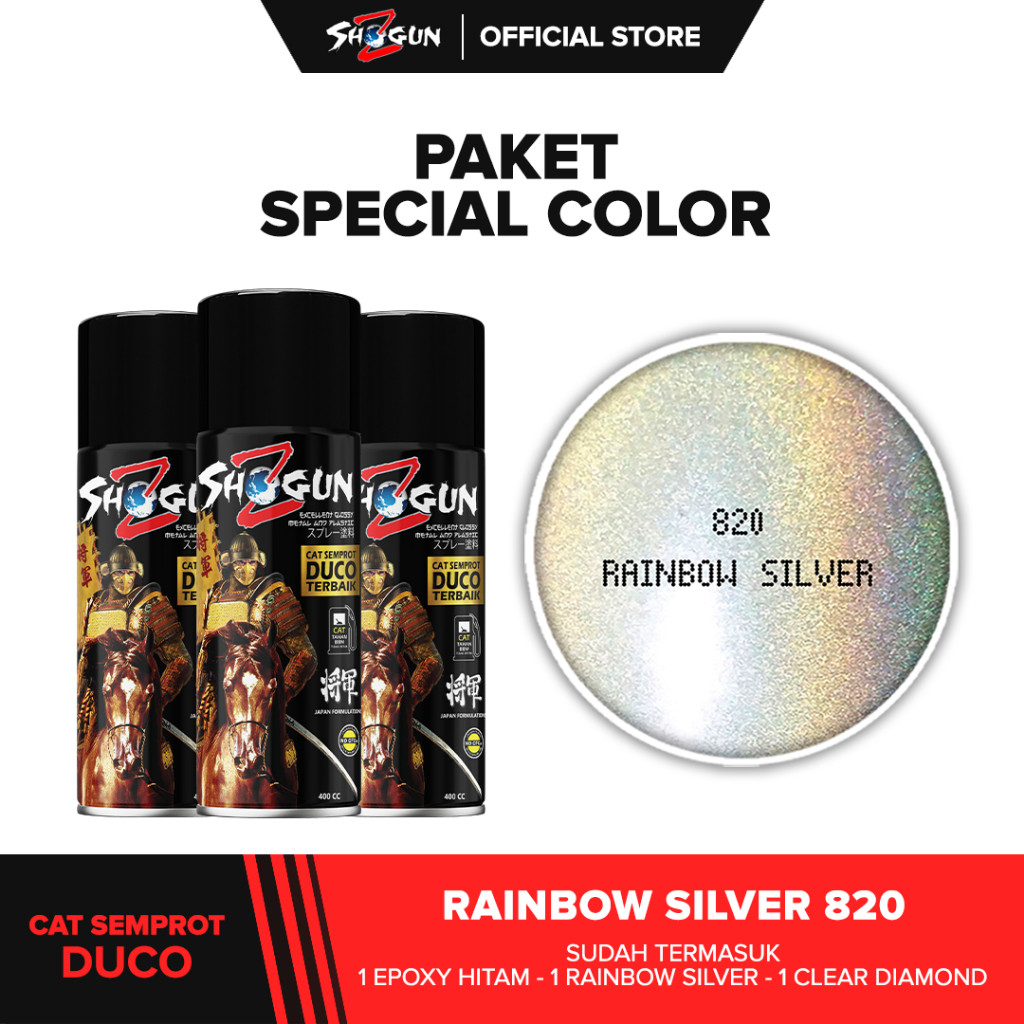 PAKET LENGKAP Cat Semprot Motor Shogun Z Paint Rainbow Silver