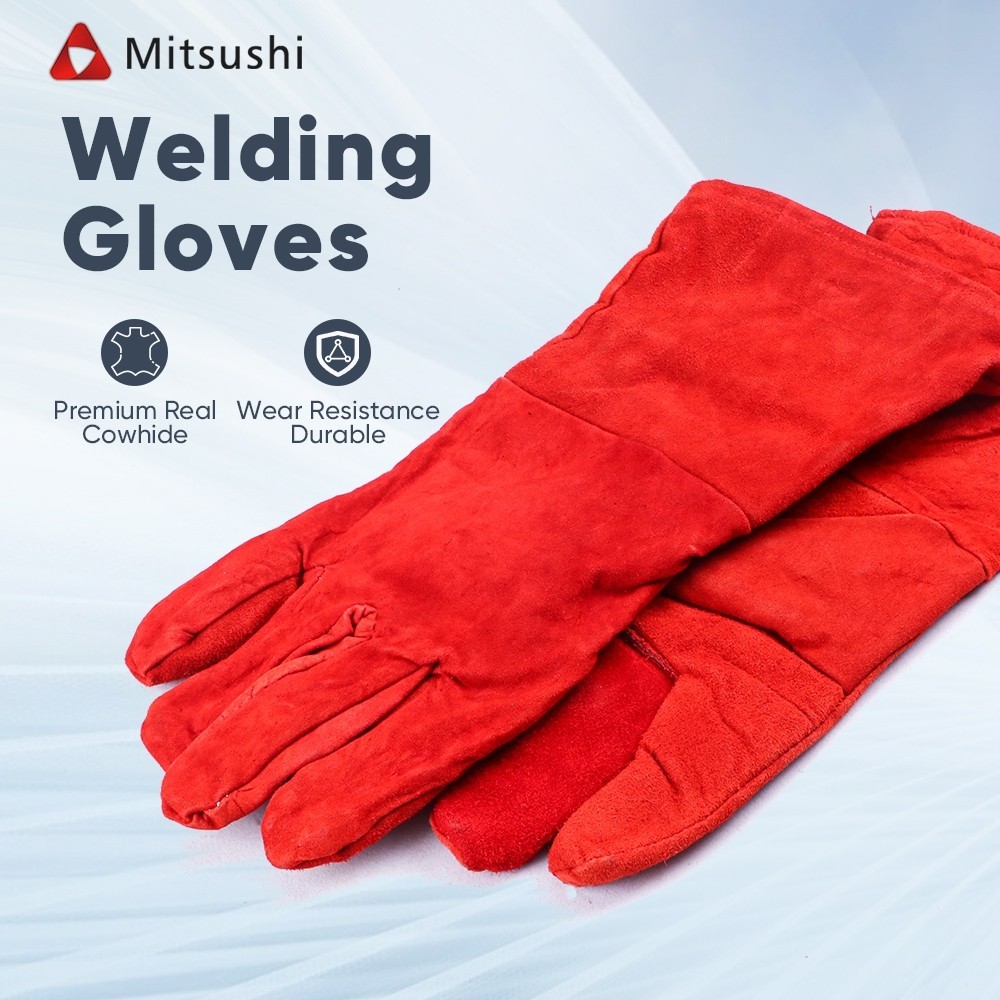Mitsushi Sarung Tangan LasSarung Tangan Kulit Tebal Sarung Tangan Pelindung Las
