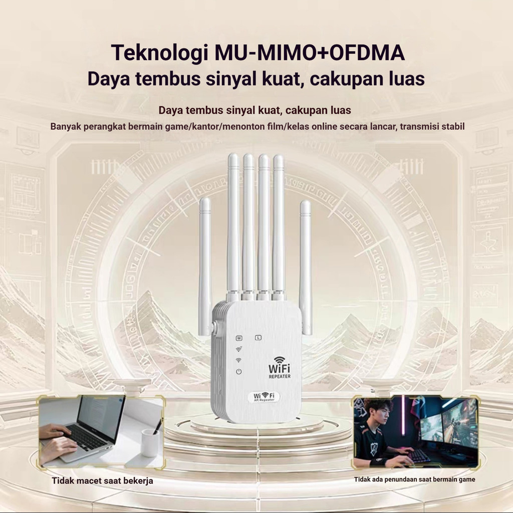 ROUTE Wifi Extender -1200 Mbps Wifi Repeater /Signal Amplifier /6 Antena Wireless Repeater/ Penerima