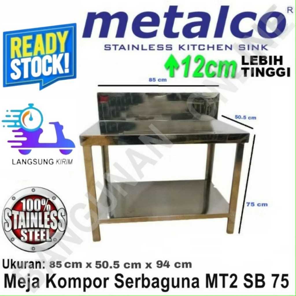 Meja Kompor Meja Dapur Rak Stainless Metalco MT2 75 cm