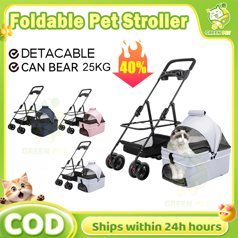 PAPAPET Pet Stroller Foldable Pet Stroller with Detachable Pet Cargo Pet Carrier Outdoor Stroller