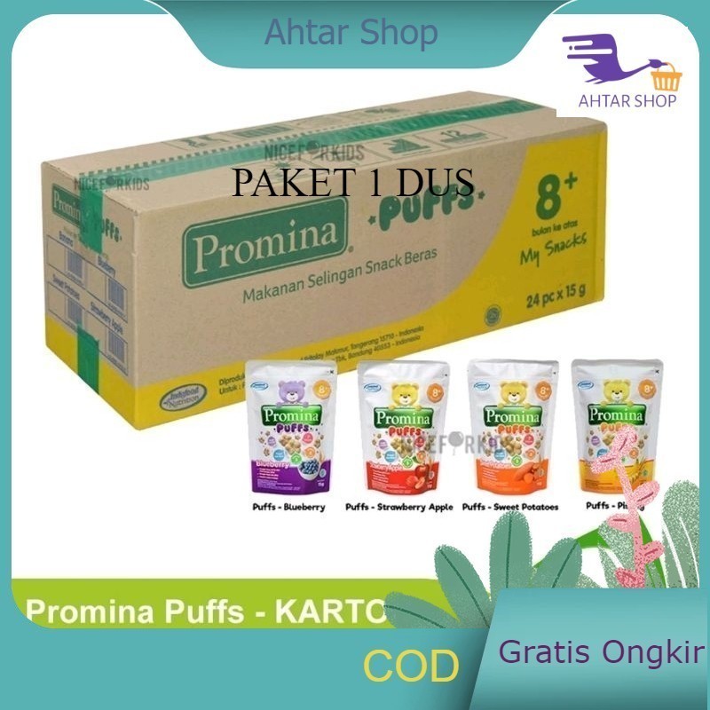 TergacorPromina Puffs 1 DUS Karton Puff Biskuit Sereal Makanan Cemilan Bayi 8 Bulan Ke AtasTerbaik