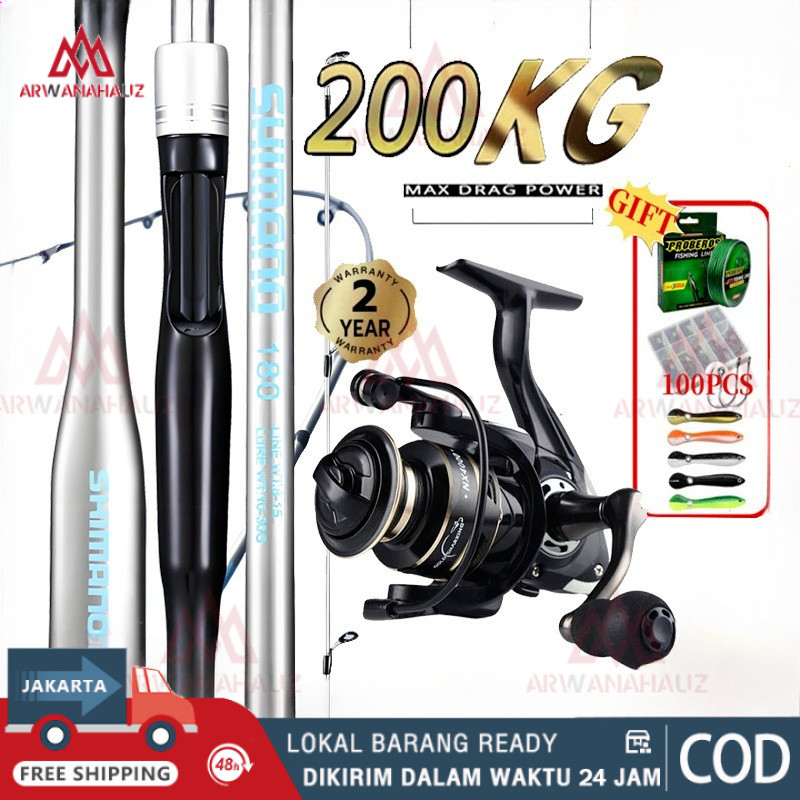 NEW Reel Pancing Joran Pancing Set Kombinasi Reel Joran Pancing 1 Set Reel BC Surfing Reel Jigging P