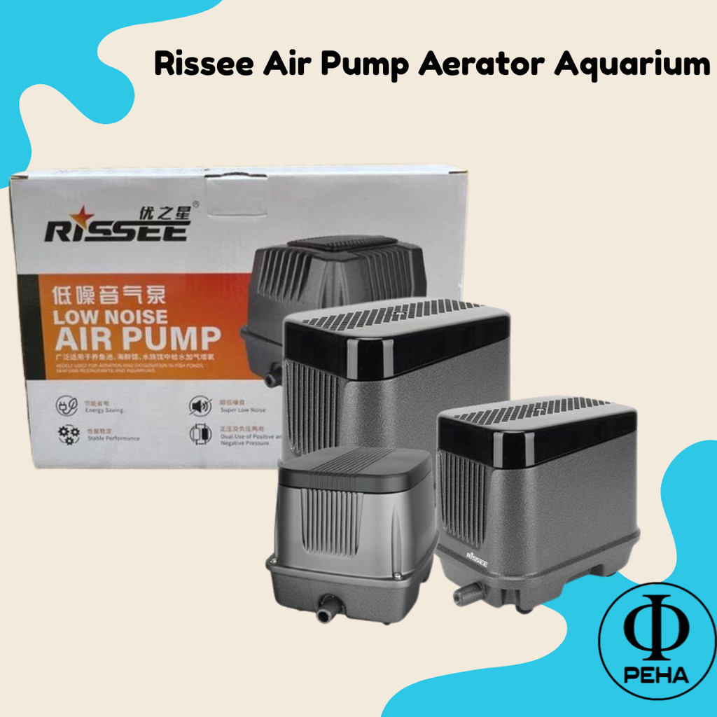 Rissee Air Pump Aerator Aquarium  Aerator Kolam Ikan Very High Pressure Pompa Udara air pump