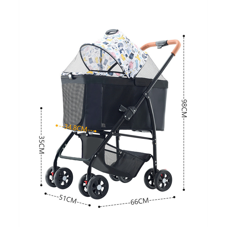 Foldable Luxury Pet Stroller Outdoor Detaable Pet Stroller Carrier Dog Stroller
