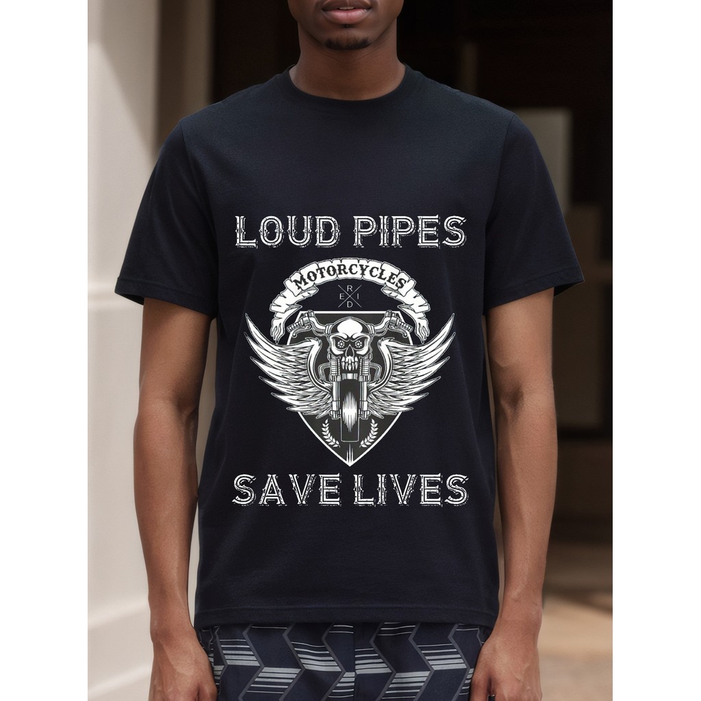 Kaos Pipa Rokok - Desain Sayap Tengkorak, Baju Kaos Motor, Baju Unik