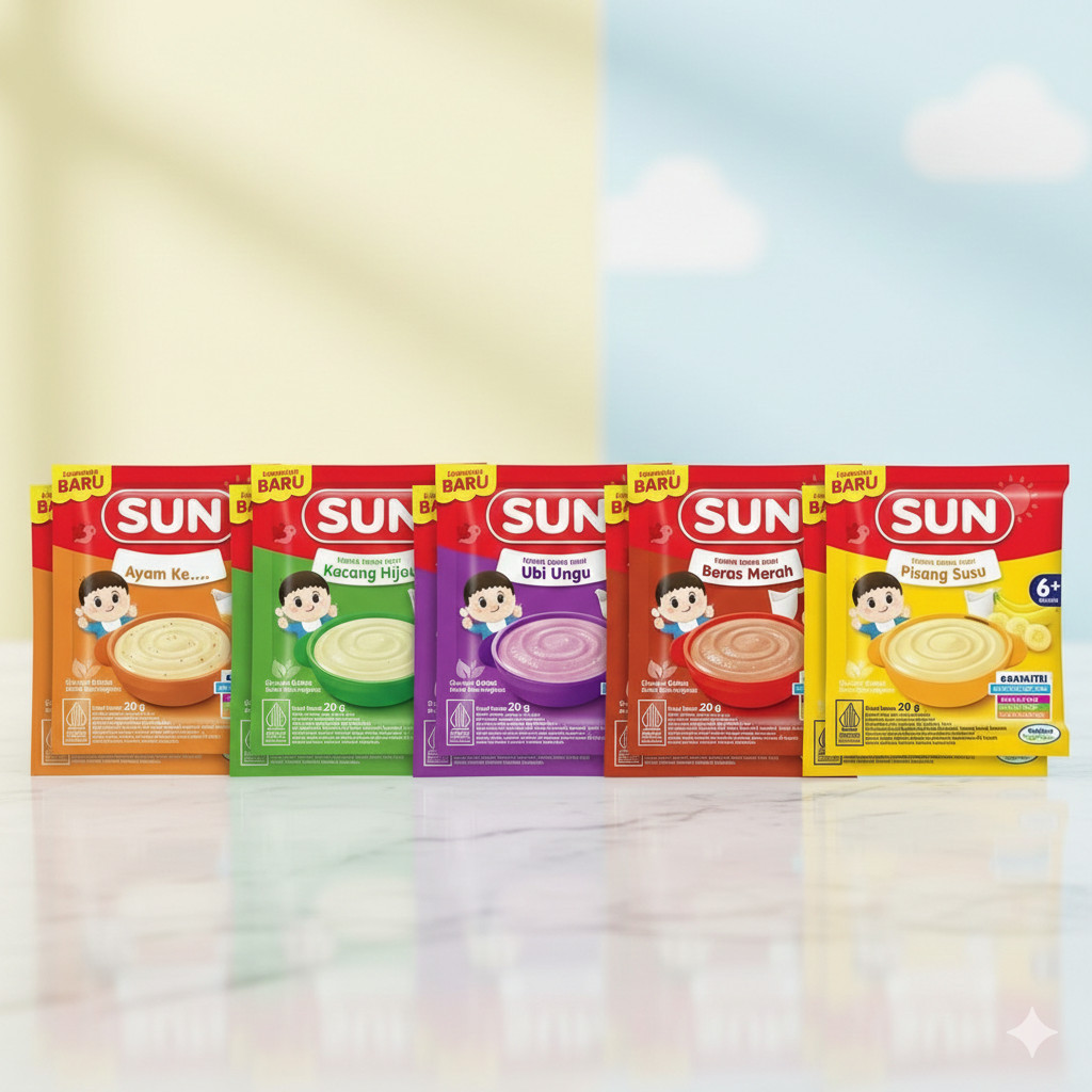 Sun Bubur Renceng 6+ bubur bayi renteng praktis isi 8 sachet 20gr bergizi seimbang