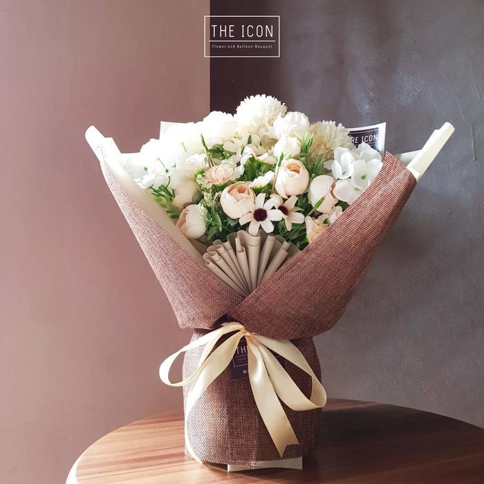 Promo Violet Mix Artificial Flower Bouquet | Buket Bunga Palsu Lamaran - PutihOri