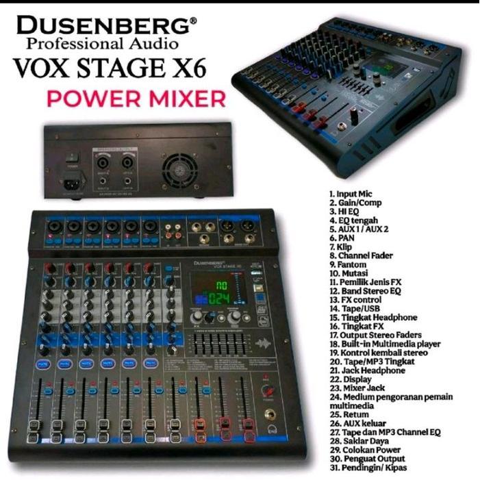 Power Mixer Audio Dusenberg Vox Stage X6 Power Mixer Profesional 6 Channel
