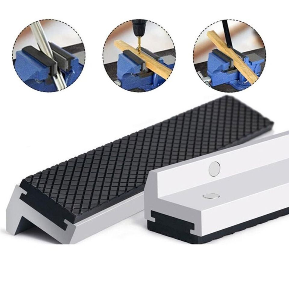 Jaw Pads Silver Vise Jaws Multi-Purpose Strong Magnetic Vise Jaws Protector Protector Cover Universa