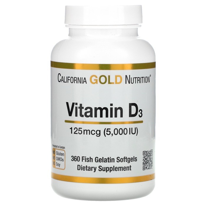 California Gold Nutrition Vitamin D3 125 mcg 5000 IU 5000IU D 3 360 90 - 360