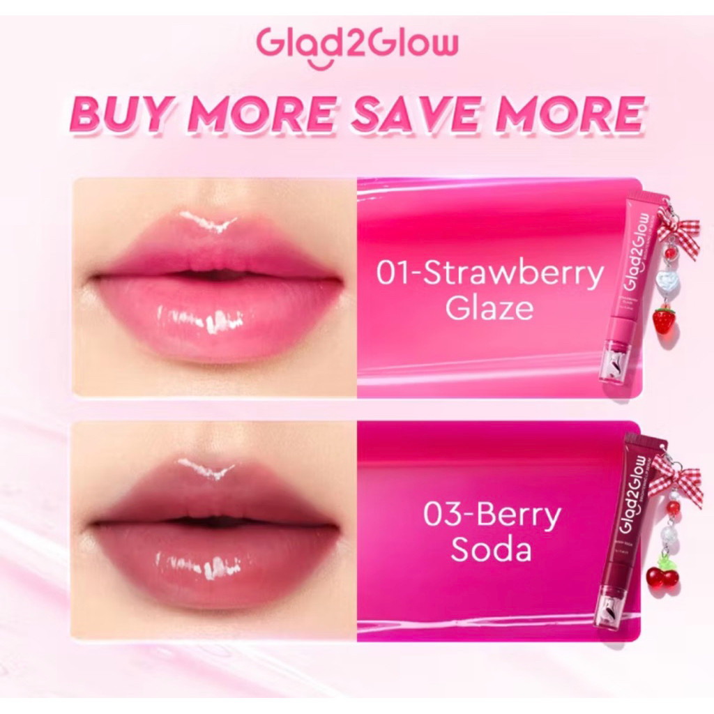 Glad2Glow BRIGHTENING LIP SERUM 7g  Mencerahkan Melembabkan dan menambahkan warna 3in1  liptint lips