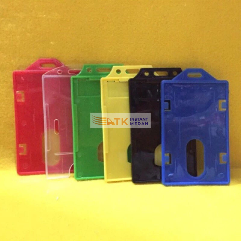 ID CARD HOLDER Standar Eceran Hijau Biru Merah Kuning Hitam Transparan Case Casing Name Tag Kartu