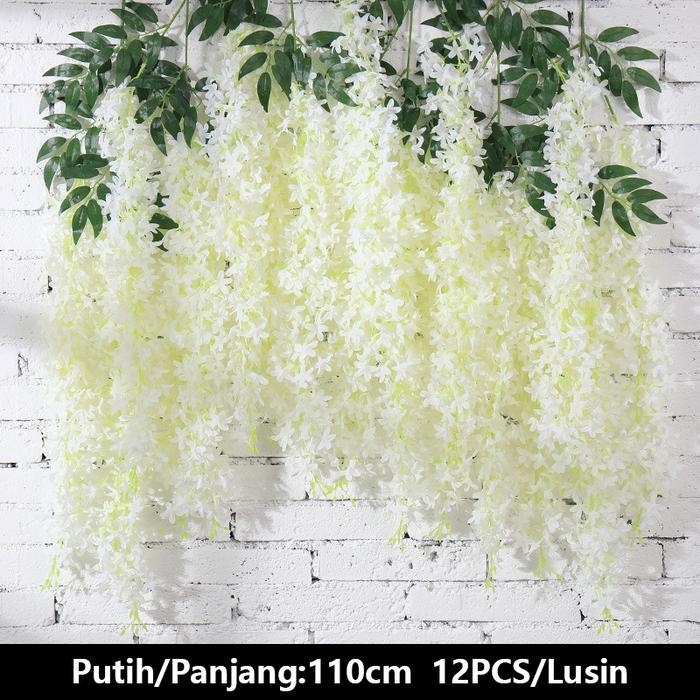 1 LUSIN WISTERIA BESAR JUMBO JUNTAI GANTUNG PUTIH DEKORASI ARTIFICIAL DEKOR PELAMINAN IMHIASAN DEKOR