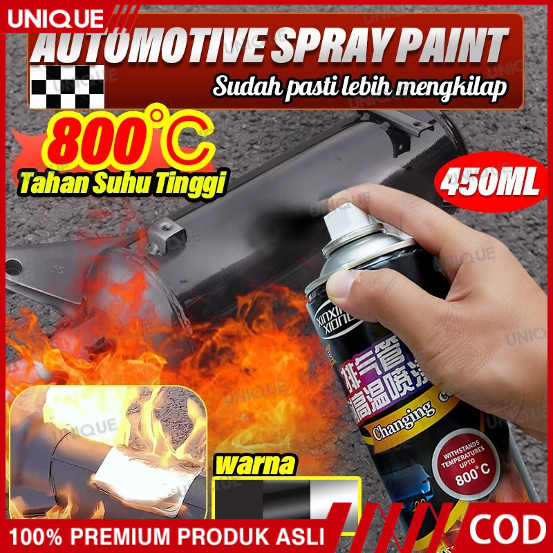 UNIQUE Tahan suhu tinggi 800° 400ML cat knalpot anti panas Pilox Diton Hi Temp Black Hitam Doff untu