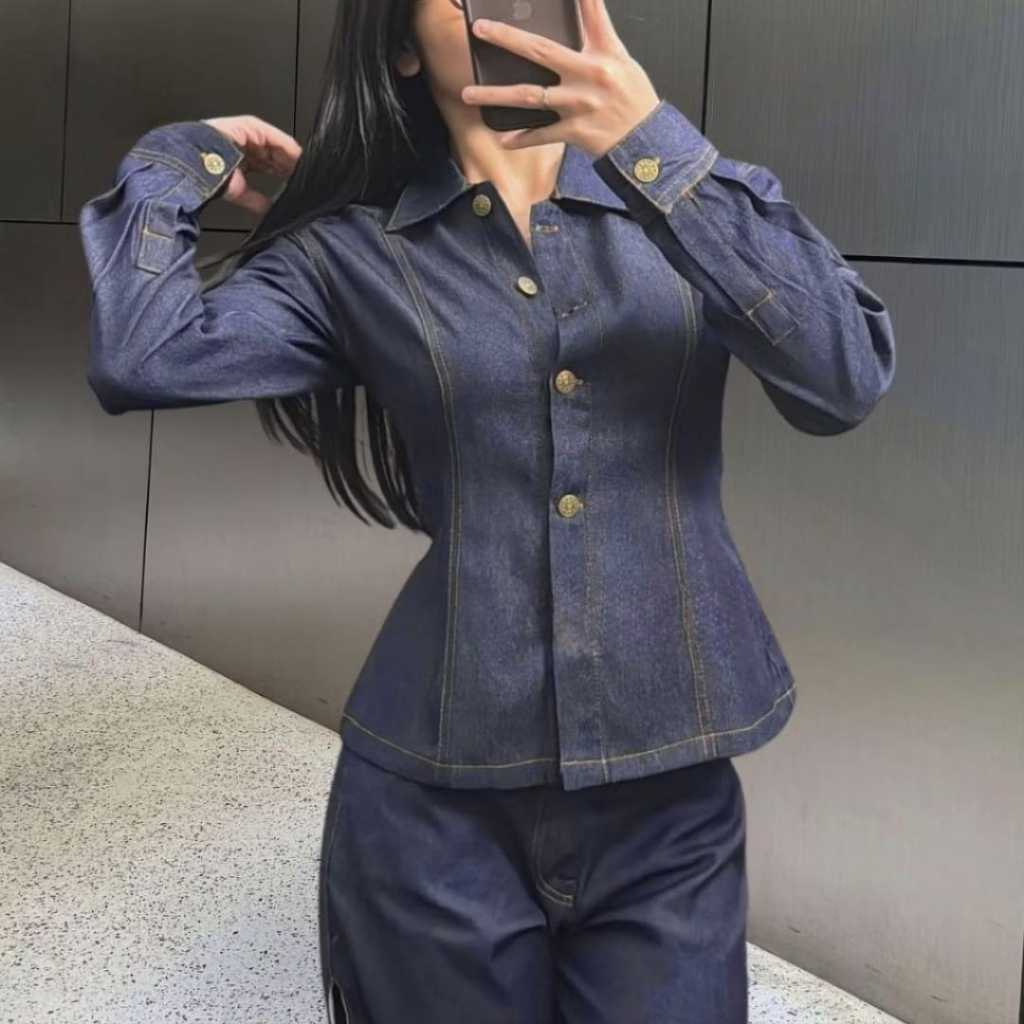 Atasan Wanita Denim Jeans Lengan Panjang Fitted Jacket Alpha