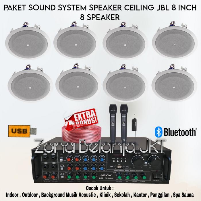 Paket Sound Indoor Cafe Kantor Speaker Ceiling JBL 8 Inch 8 Speaker
