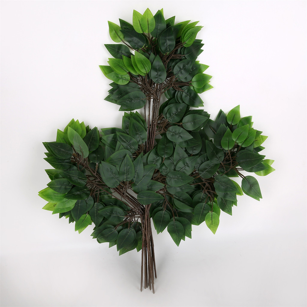 Golden Tulip Daun Hijau Palsu Daun Beringin Hias Plastik Artificial Flower