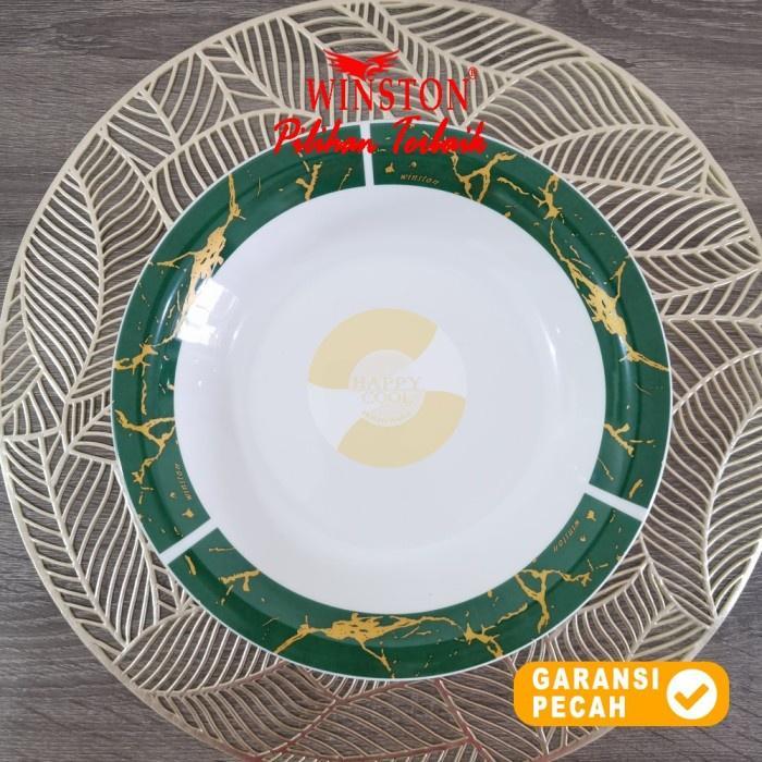 WINSTON 1pcs Plate Lontong Keramik 9,25in Marmer Red | Piring 23cm - Marmer Hijau