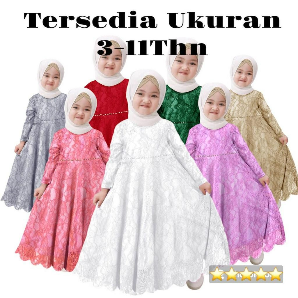 BENA.STORE Gamis anak perempuan Jessy 3-11tahun / gamis anak / baju muslim anak perempuan / gamis an