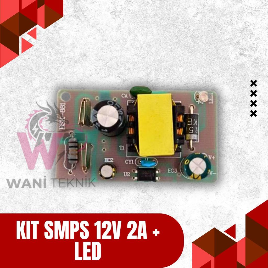 Modul SMPS 12V 2A Kit PSU 12VDC 2A Input 220V AC Stabil Berfitur Fuse Optocoupler Plus Led Indikator