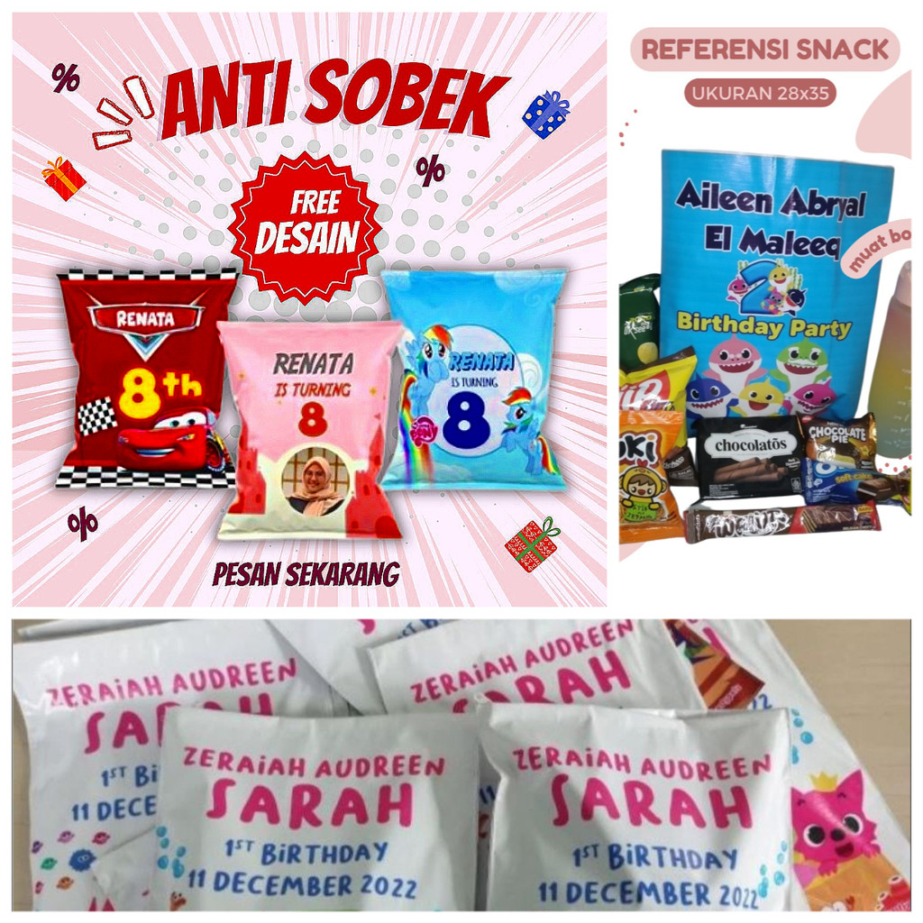POUCH SNACK JUMBO KEMASAN SNACK ULANG TAHUN Tas Ultah Tas Lebaran Tas Natal