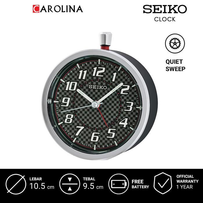 Jam Beker SEIKO Analog QHE147K Quiet Sweep Silver / Metallic Black  Weker