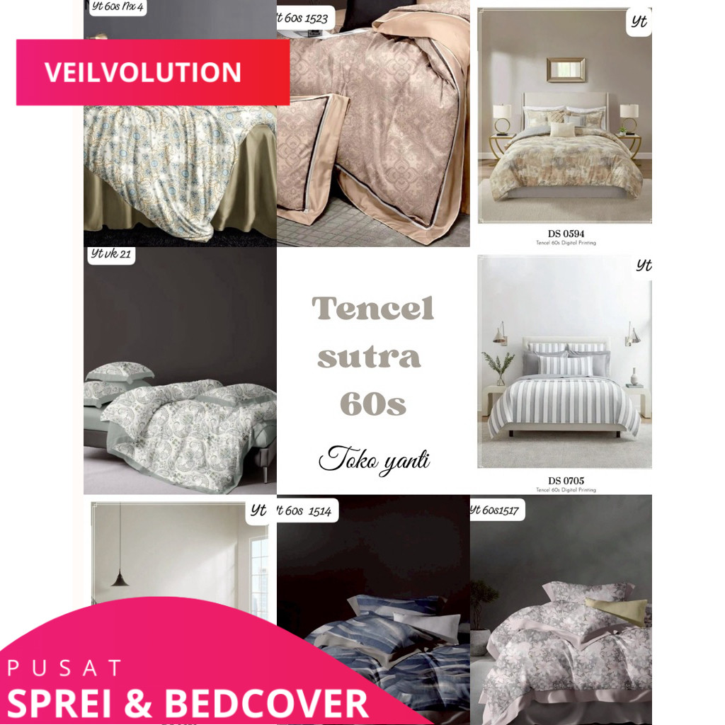 Sprei Sutra TENCEL 60 s | Tencel Organik 60s | single 90-100-120 | FREE ANTIGESER