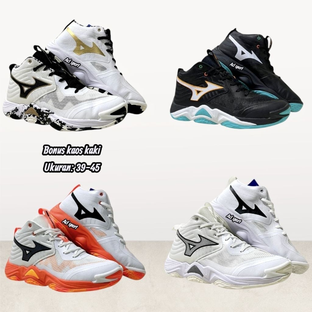 sepatu voli pria mizuno wlz 6 mid import terbaru / sepatu volly pria mizuno wave momentum elite mura