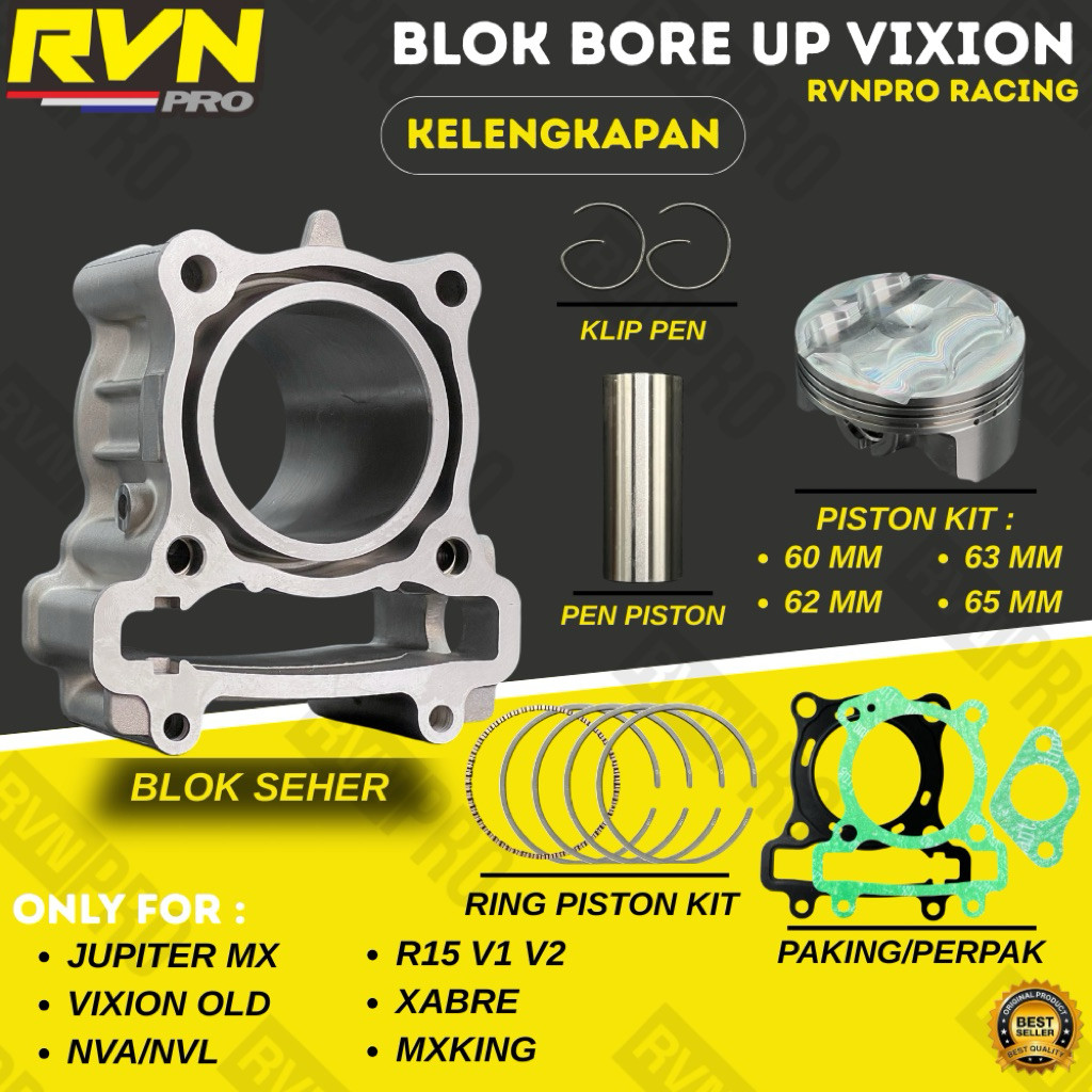 BLOK SEHER BORING BORE UP JUPITER MX VIXION VIXION 60 62 63 65 60MM 62MM 63MM 65MM BORE UP ORIGINAL 