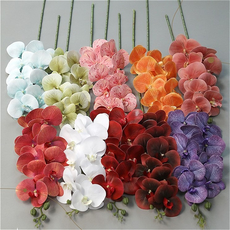 [COD] Bunga Anggrek 3D Jumbo 9 Kuntum Kain Frosted Pastel | Dekorasi Kamar  Pernikahan