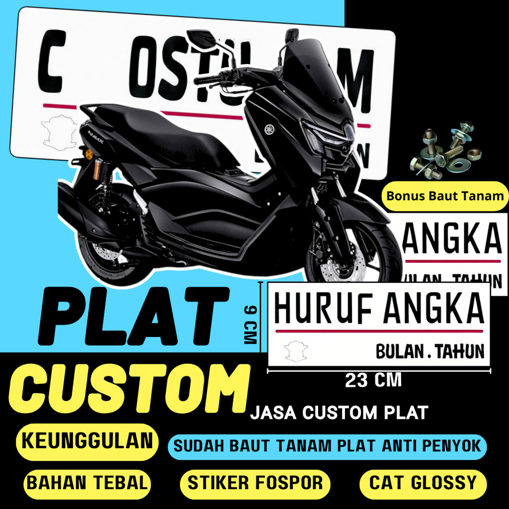 PLAT WARNA PUTIH//PLAT ALUMINIUM//PLAT BAUT TANAM