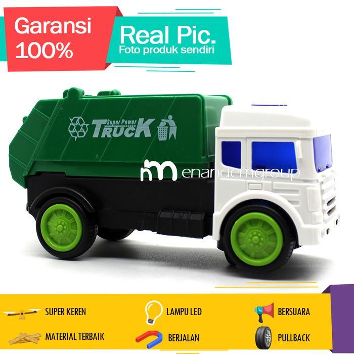 Mainan Anak Mobil Mobilan Mobil Truk Sampah Sanitation Garbage Truck - Hijau by Allshopibamz