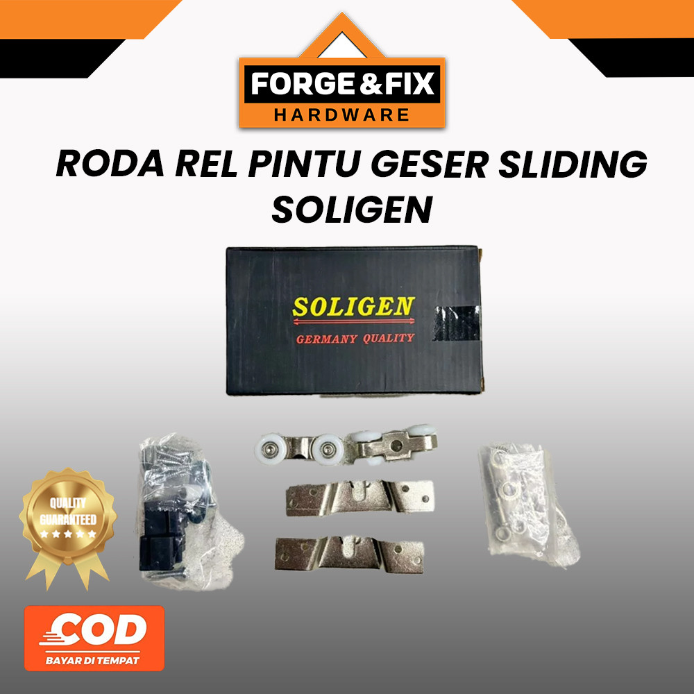 SOLIGEN Roda Rel Pintu Geser Sliding Dorong Set Stainless Steel
