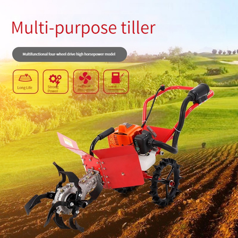Mini Tiller Garden Cultivator Rotary Hoe Soil Loosening Equipment Gasoline Power  Mini Cultivator