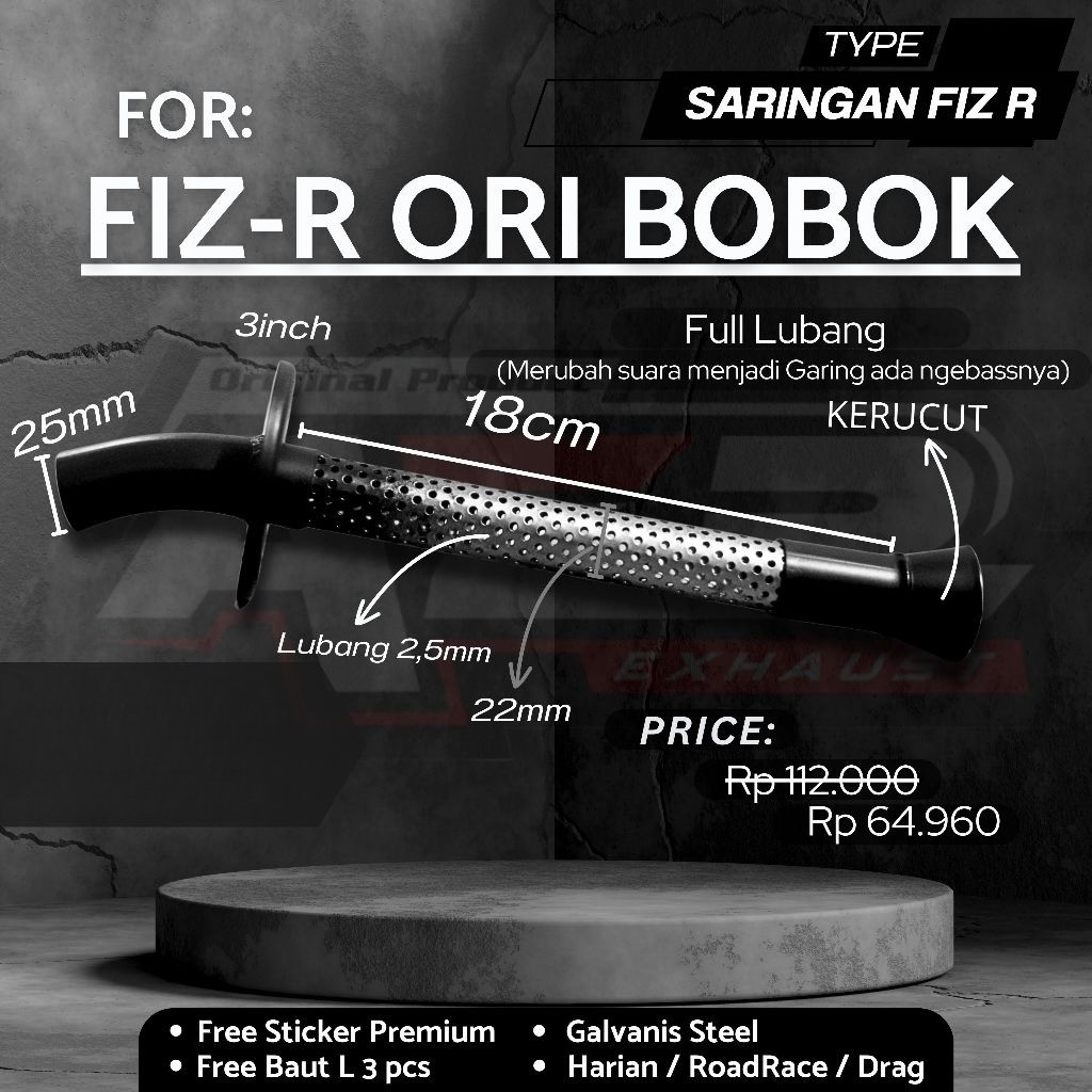Saringan Knalpot Standart Fiz r Original / Bobok Fiz R Harian RoadRace Original revnix exhaust