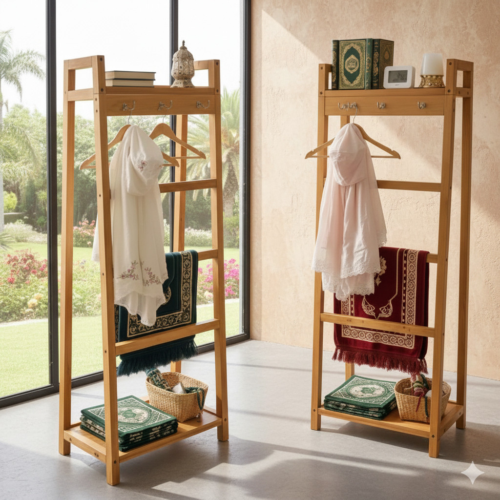 RAK SAJADAH RAK MUKENA RAK ALQURAN -COKLAT PERNIS rak  serbaguna kekinian minimalis