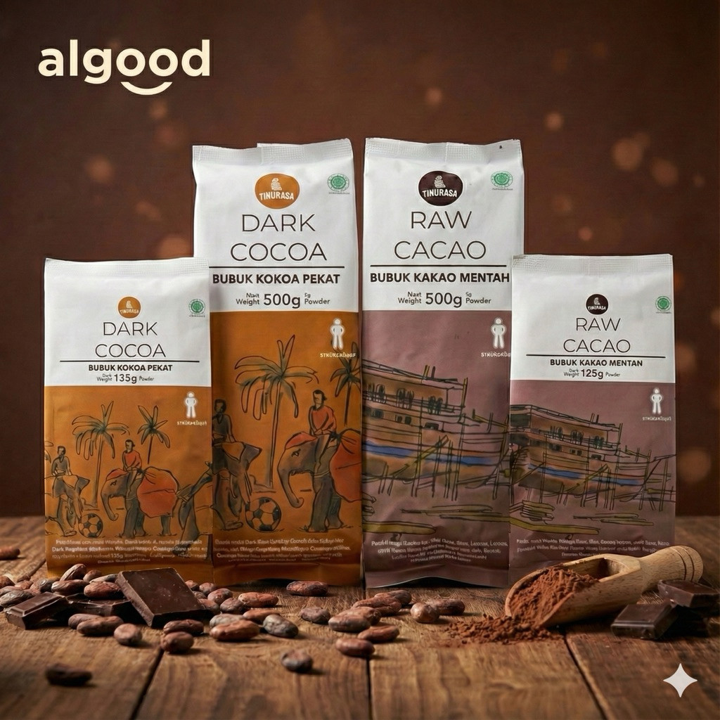 Timurasa dark raw cocoa cacao chocolate powder 100% no sugar - bubuk minuman dark chocolate cokelat 