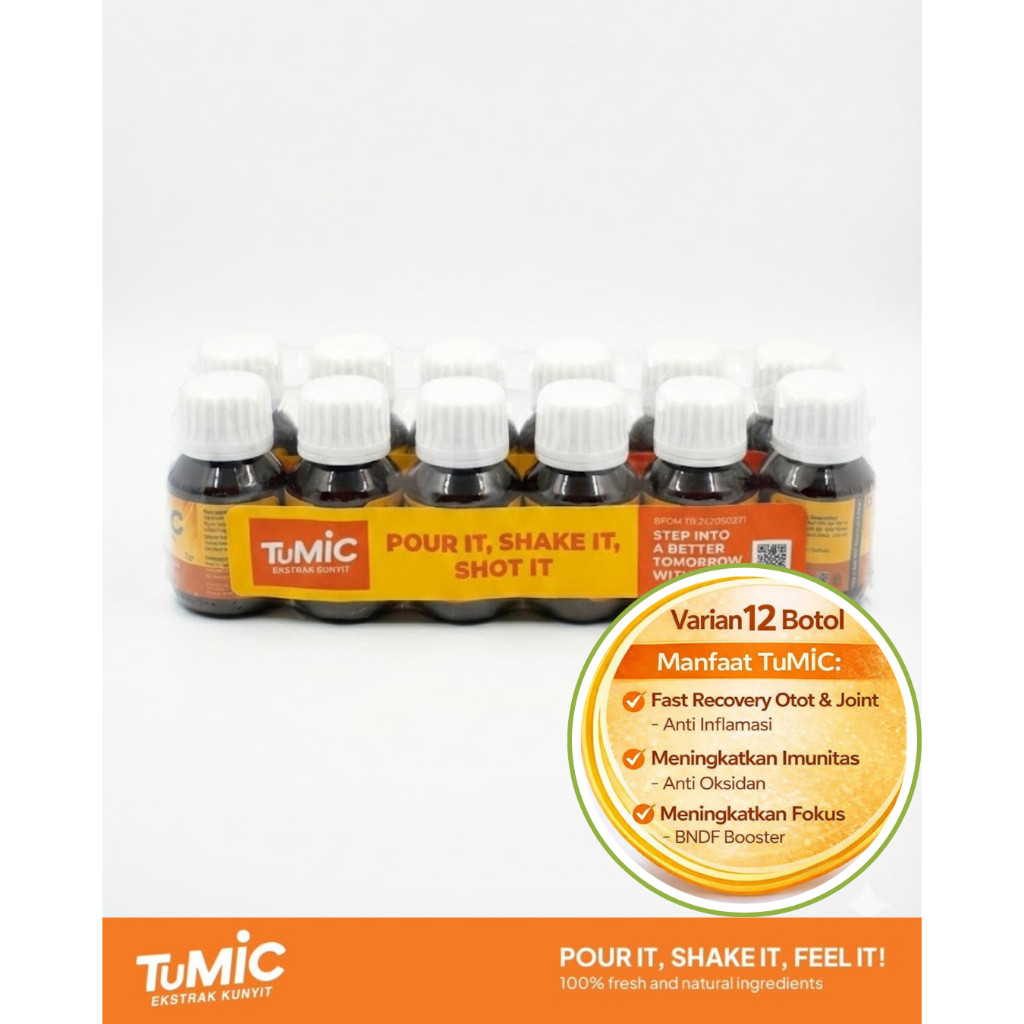 TUMIC SHOT JAMU KUNYIT MODERN | HERBAL SIAP MINUM UNTUK AKTIVITAS AKTIF | PAKET HEMAT 2 PACK (12 BOT