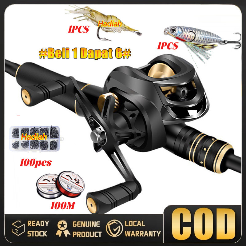 Baitcasting Reel Set Lengkap Carbon Fiber 1.65M-2.4M - Combo BC Reel & Joran Kuat untuk Casting-Idea