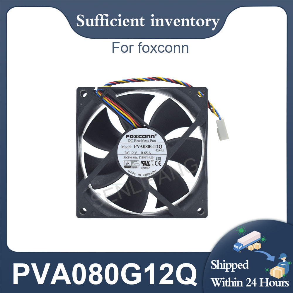 New For FOXCONN PVA080G12Q 80MM Square Cooling DC12V 0.65A 4Wires 80*80*25MM PWM Cooler Fan 03VRGY 3