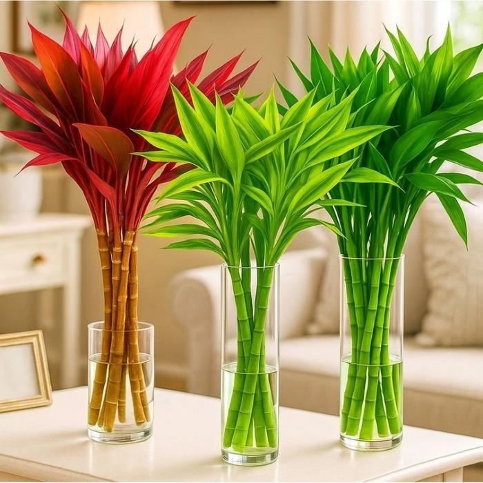 Paket 3 Jenis Tanaman Bambu Hoki Bisa Media Air Bamboo Hoky - lucky bamboo