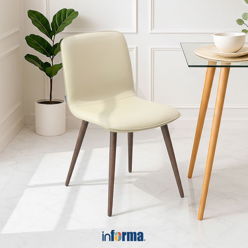 Informa Hulla Kursi Makan Kulit - Cokelat Bangku Makan Dining Chair Ruang Kafe Restoran Bangku Sanda